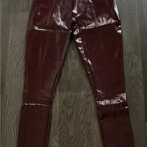 Shiny Burgundy Faux Leather Pants by SPANX